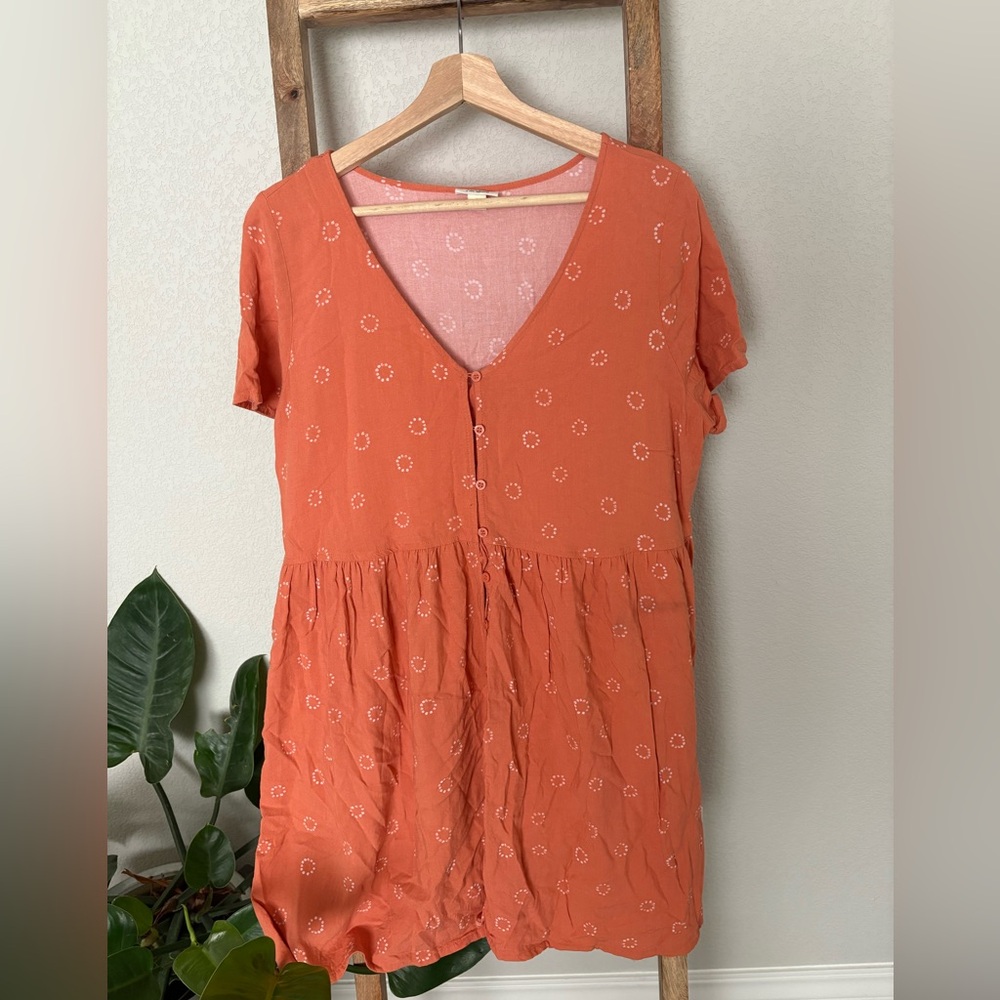 a.n.a | Coral Floral Babydoll Dress | Size Large